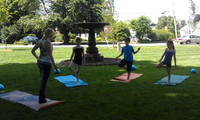 July 6, 2012 - Amy Harper films an episode of Absolutely Yoga titled "Children Love Yoga" with Jonathan, Morgan and Mandy.© Mike Torosian